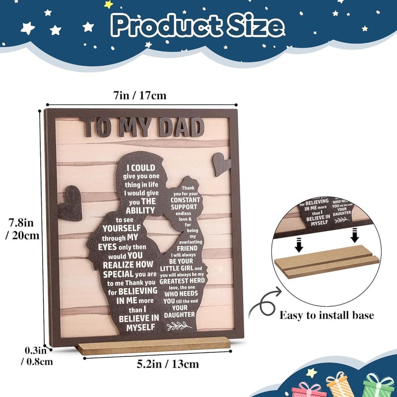 Father's Day Wooden Sign for Dad from Daughter