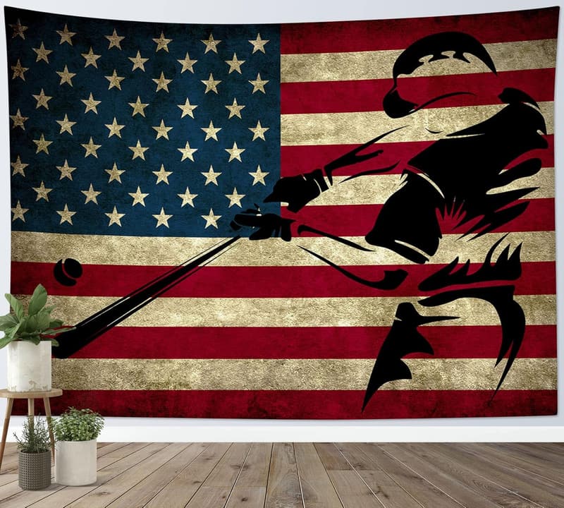 Baseball Wall Tapestry for Boys Room - 60x40 Inch Decor