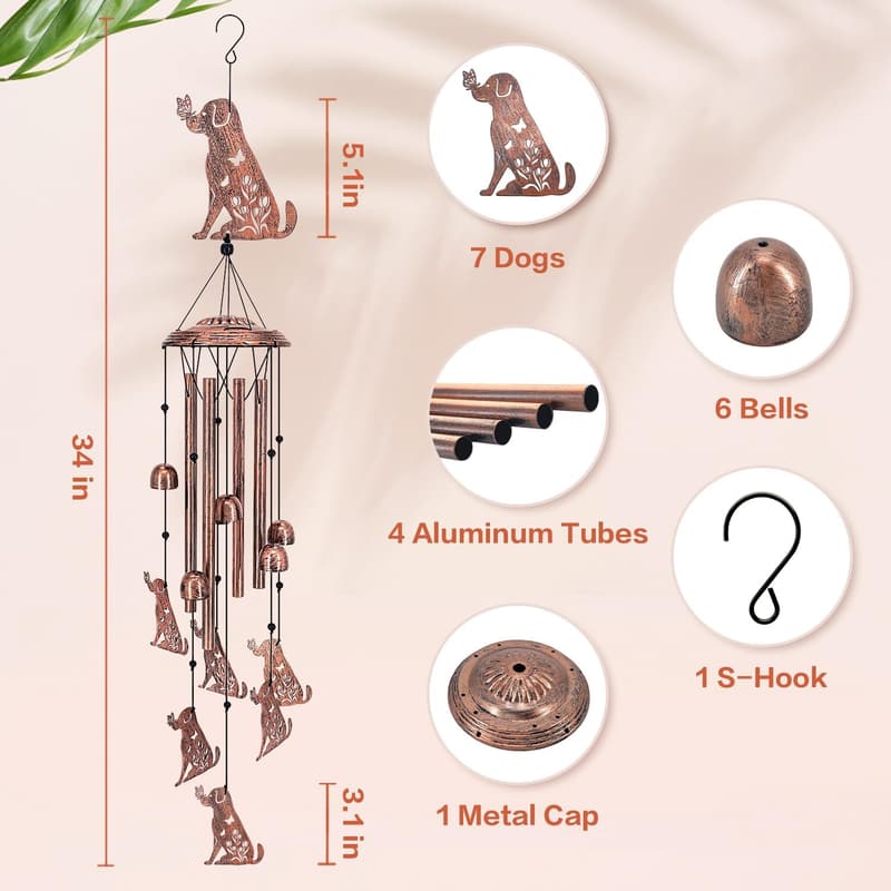 Outdoor Dog Wind Chimes - Memorial Gift for Dog Lovers