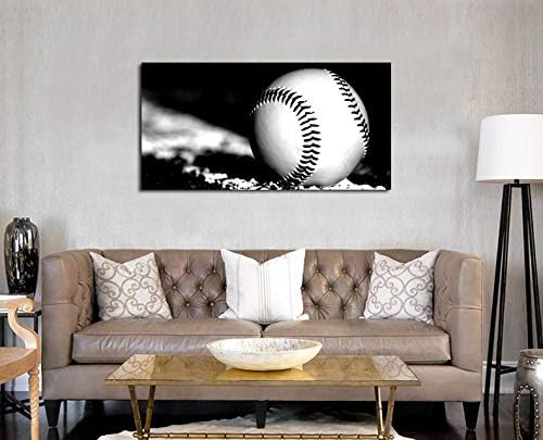 Rustic Black and White Baseball Canvas Wall Art - 20