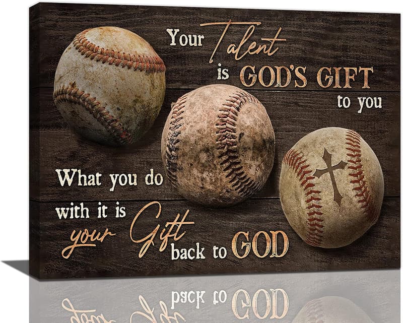 Rustic Motivational Baseball Canvas Art for Home or Gym
