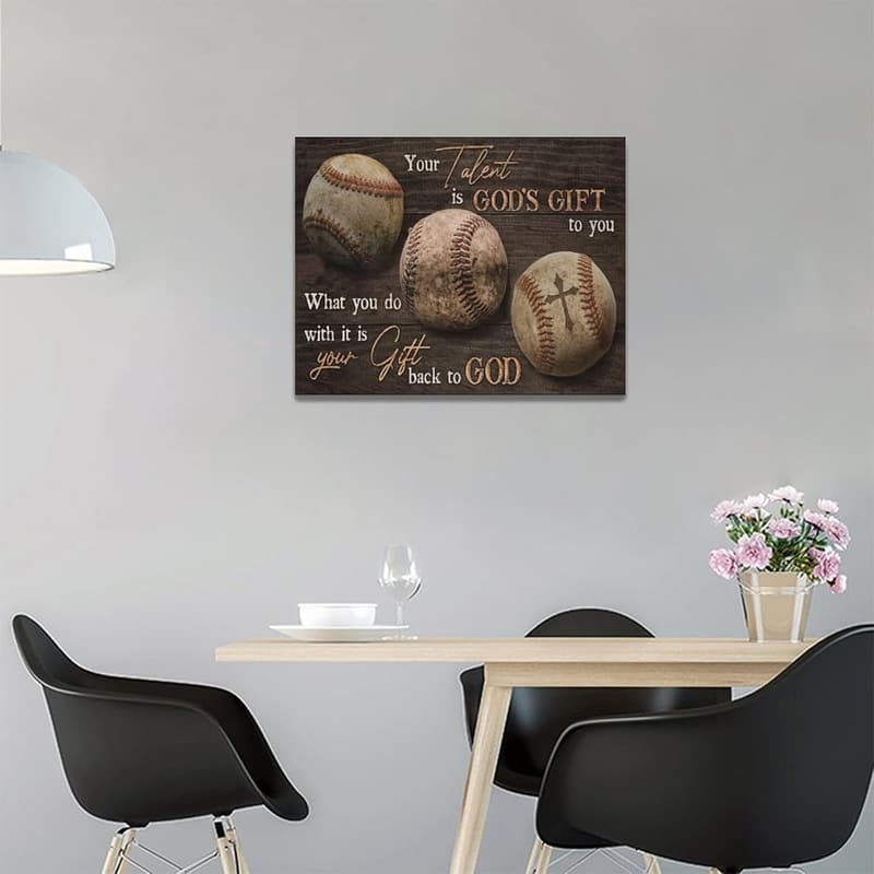 Rustic Motivational Baseball Canvas Art for Home or Gym