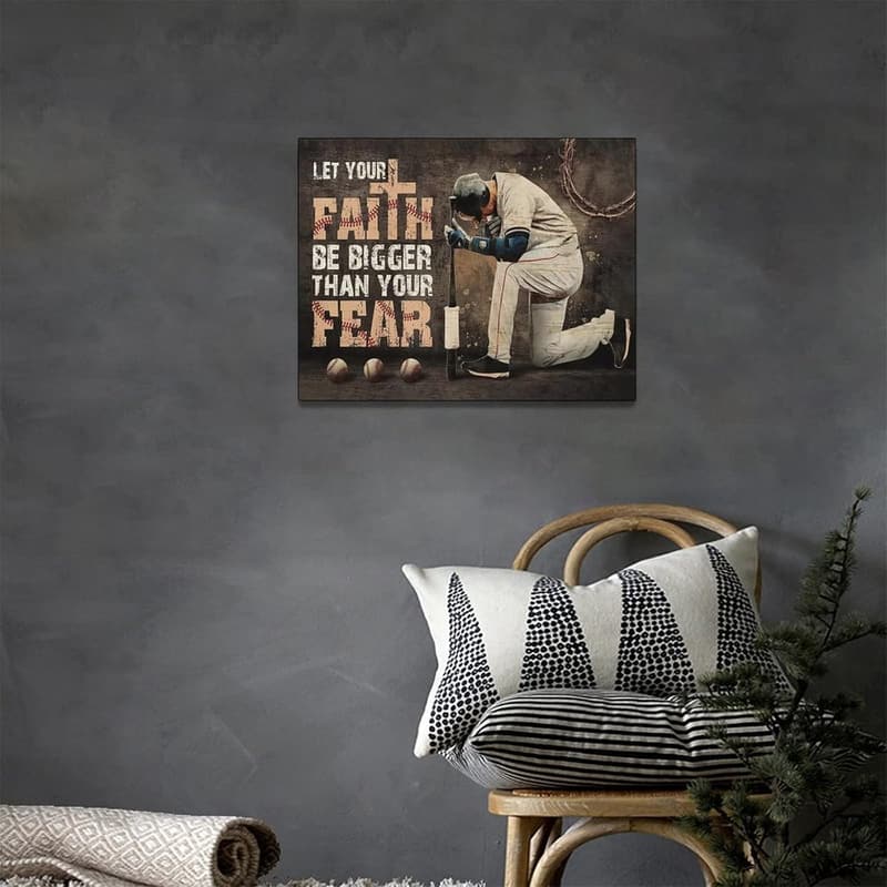 Inspirational Christian Baseball Canvas Art for Teen Boys Room