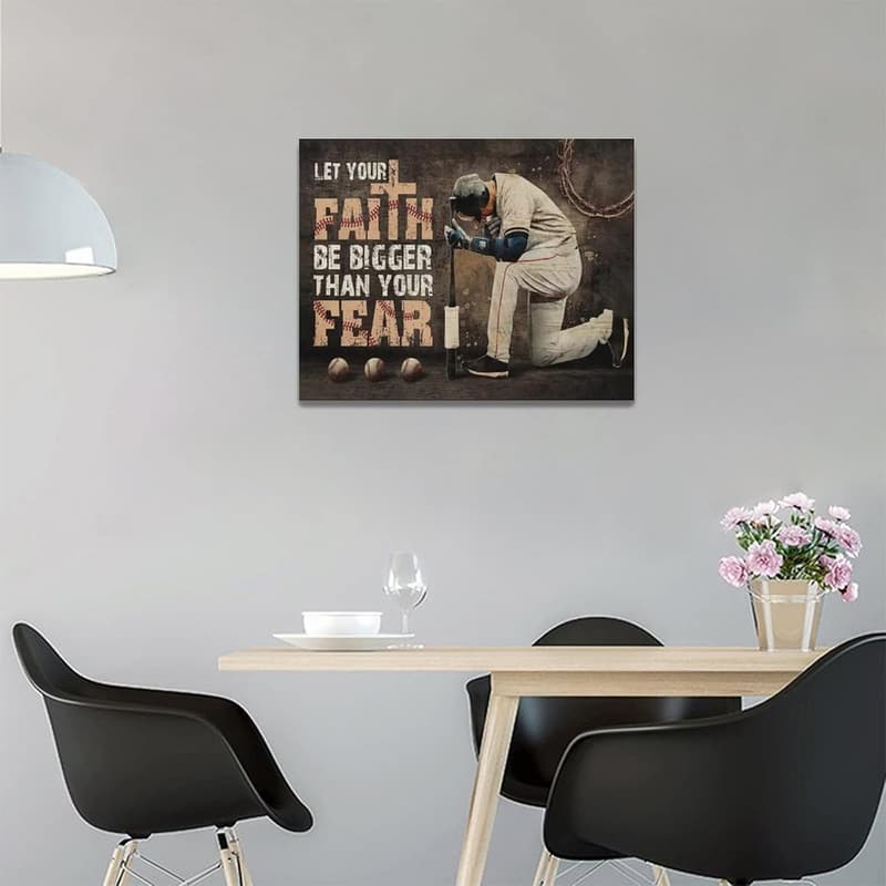 Inspirational Christian Baseball Canvas Art for Teen Boys Room