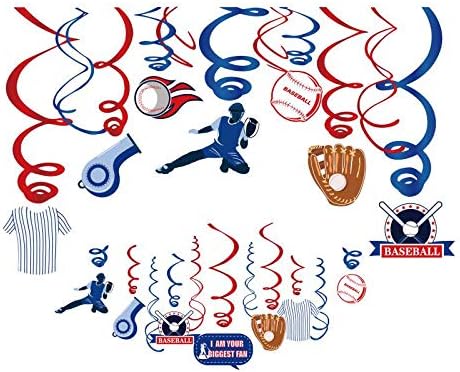 Baseball Swirl Decorations - Kids 1st Birthday Party Supplies