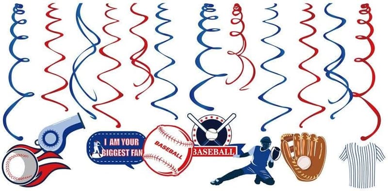Baseball Swirl Decorations - Kids 1st Birthday Party Supplies