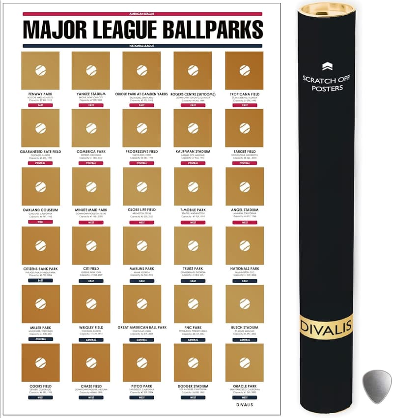 Scratch-Off Major League Baseball Parks Poster - Easy to Frame