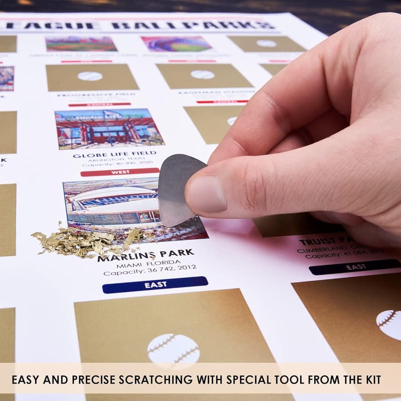 Scratch-Off Major League Baseball Parks Poster - Easy to Frame