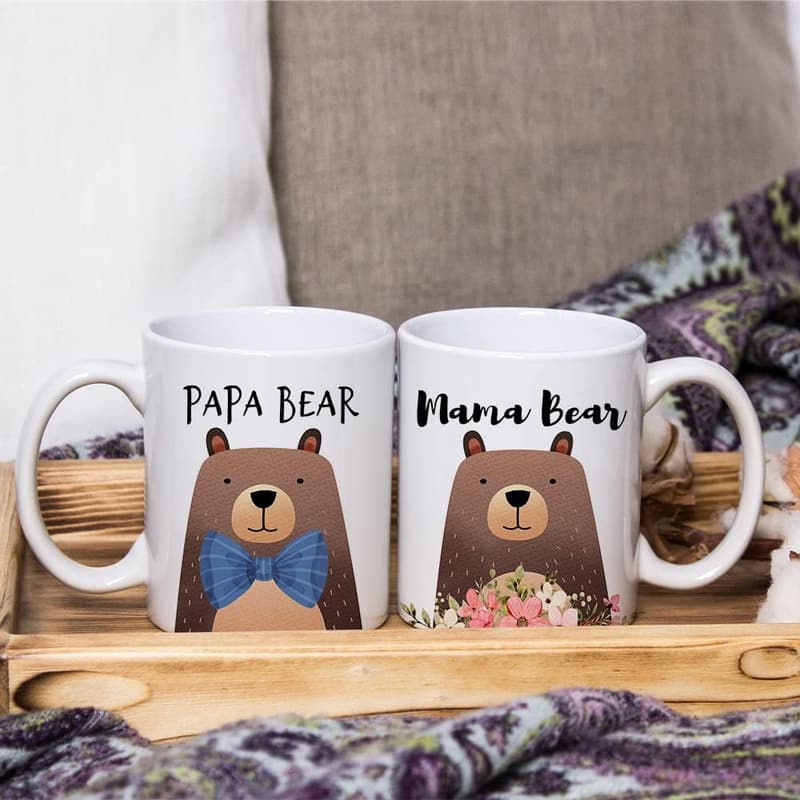 Father's Day Coffee Mugs for Mom & Dad - Mama Bear & Papa Bear