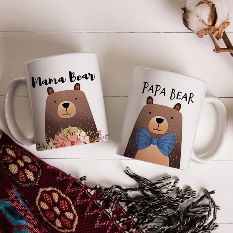 Father's Day Coffee Mugs for Mom & Dad - Mama Bear & Papa Bear