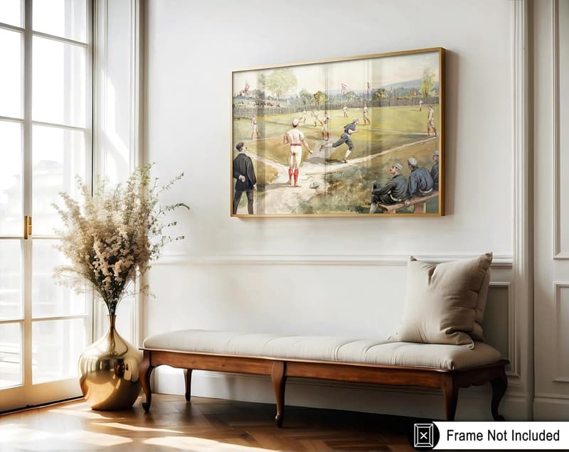 Vintage Baseball Art Print - Retro Sports Poster - 8x10 Unframed