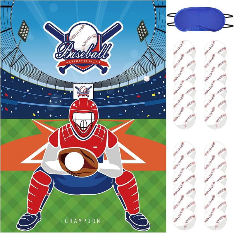 Baseball Party Game Poster with Reusable Stickers for Kids
