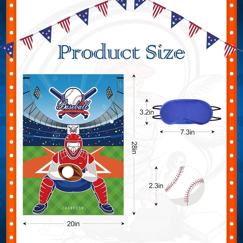 Baseball Party Game Poster with Reusable Stickers for Kids