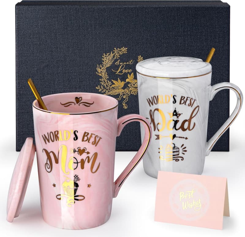 World's Best Parents Coffee Mug Set, 14oz Birthday Gift