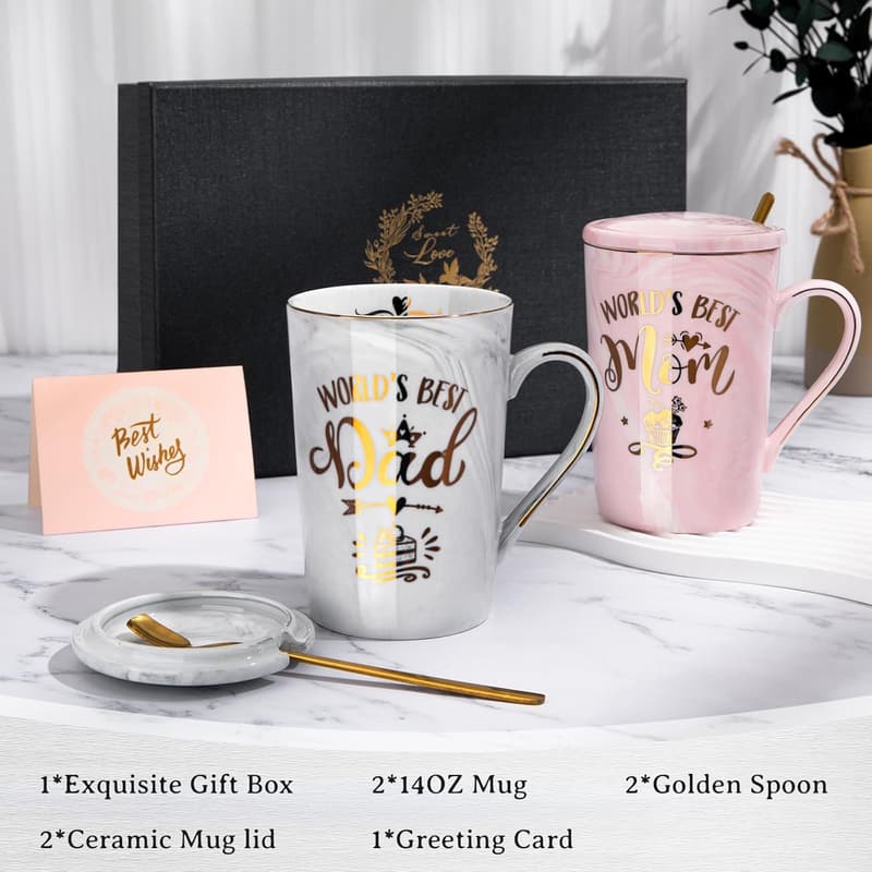 World's Best Parents Coffee Mug Set, 14oz Birthday Gift