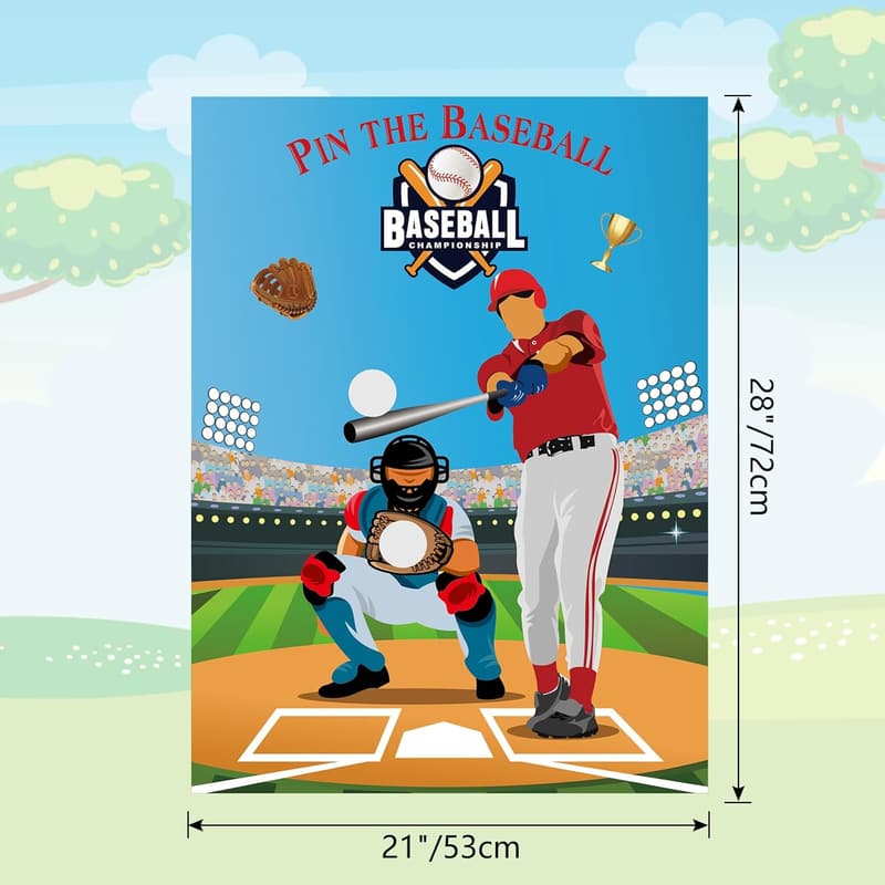 Baseball Party Pin Game with Stickers for Kids’ Birthdays