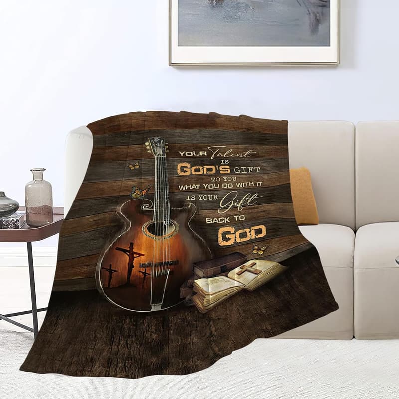 Cozy Fleece Guitar Throw Blanket for Music Lovers 40