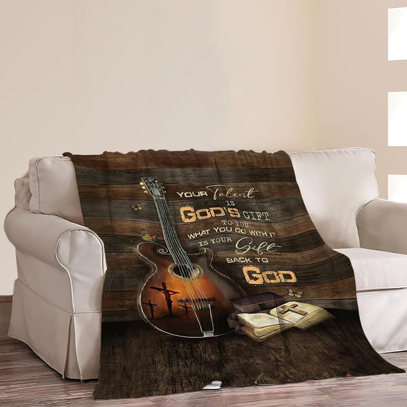 Cozy Fleece Guitar Throw Blanket for Music Lovers 40