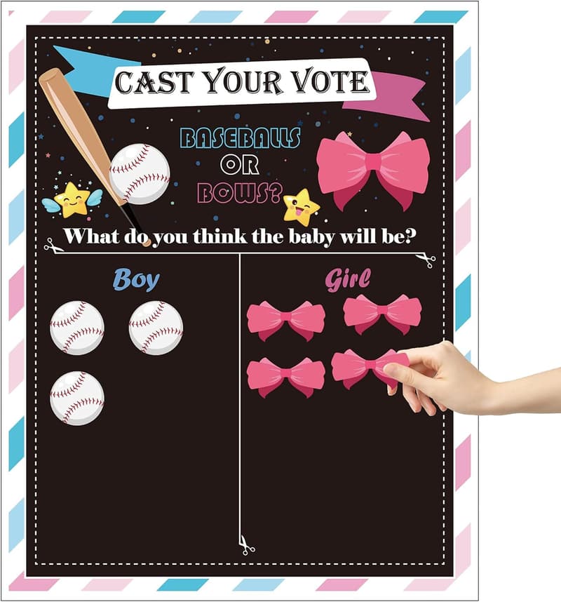 Gender Reveal Party Voting Poster with Stickers for Guests