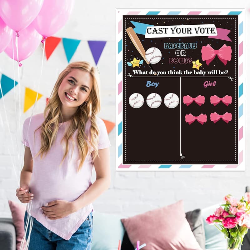 Gender Reveal Party Voting Poster with Stickers for Guests