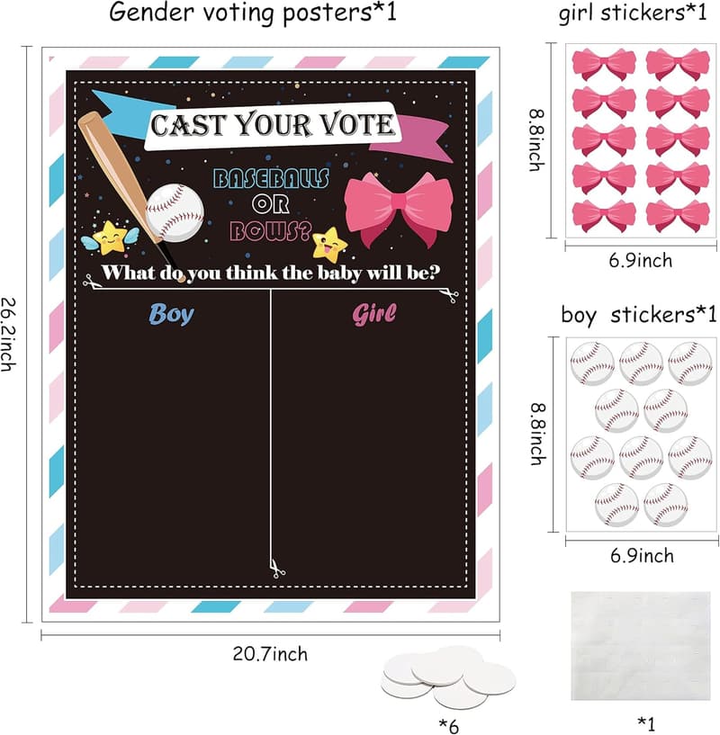Gender Reveal Party Voting Poster with Stickers for Guests