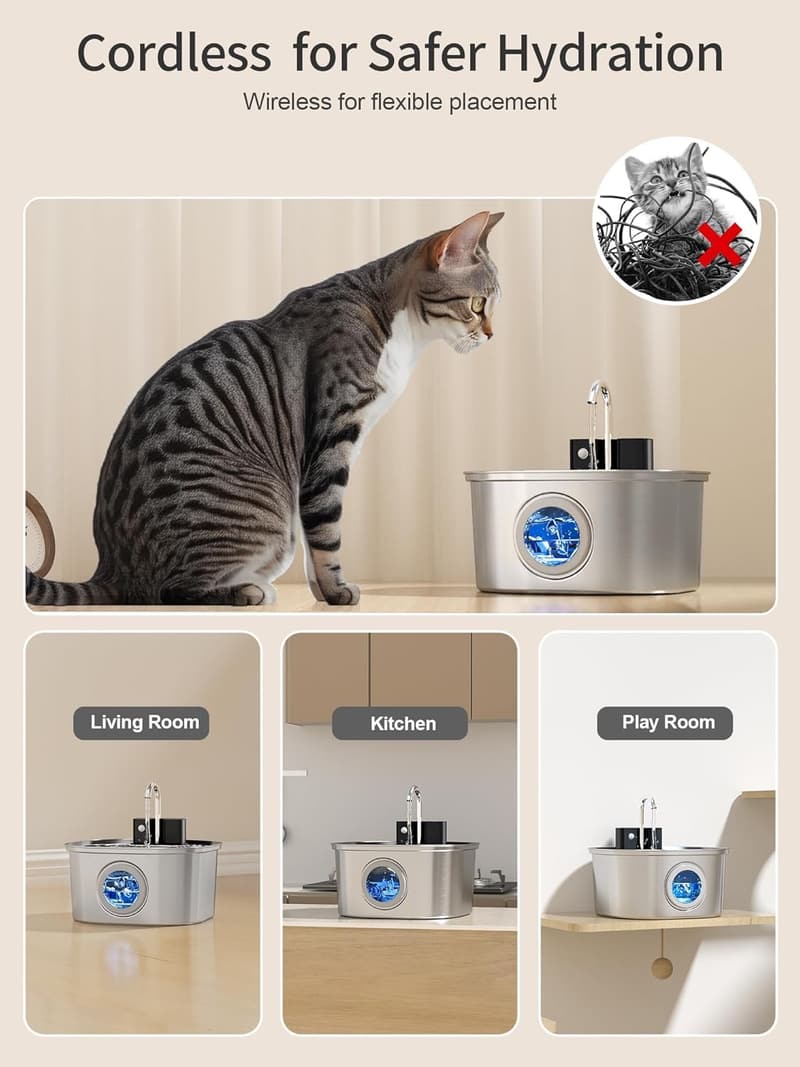 Automatic Wireless Cat Water Fountain - 108oz BPA-Free Dispenser