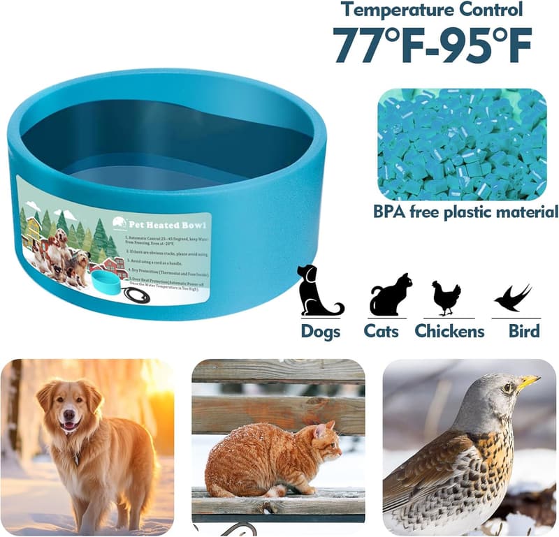 Outdoor Heated Pet Bowl for Dogs and Cats (98 OZ)