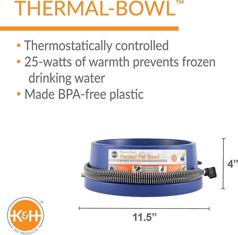 Outdoor Heated Water Bowl for Dogs & Cats, 96 oz, 25W