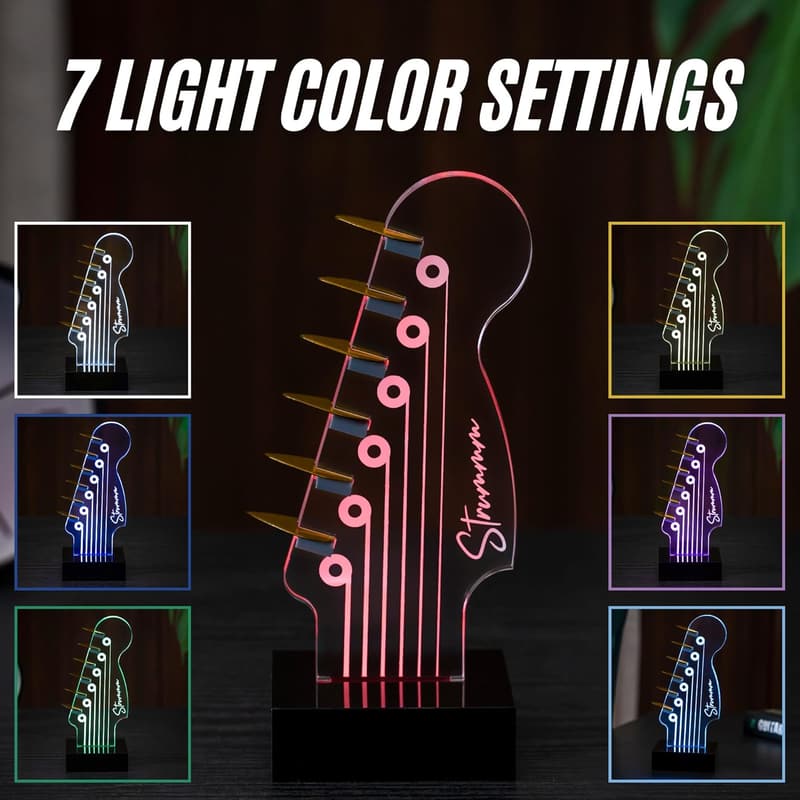 7-Color LED Guitar Pick Holder & Night Light – USB Powered