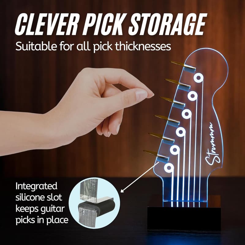 7-Color LED Guitar Pick Holder & Night Light – USB Powered
