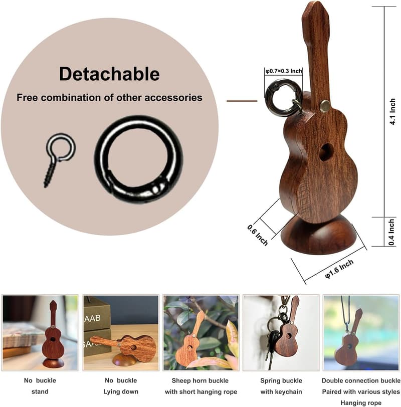 Guitar Gifts: Wooden Pick Holder Keychain for Music Lovers