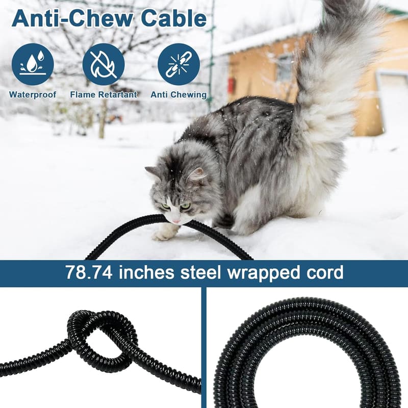 Heated Outdoor Cat Bowl Set with Stainless Steel Bowls