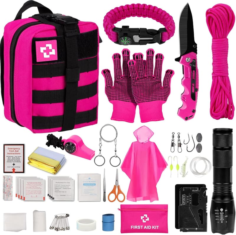Emergency Survival Kit with Tactical Pouch for Outdoor Adventures