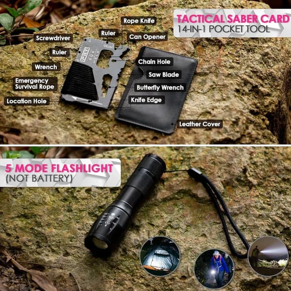 Emergency Survival Kit with Tactical Pouch for Outdoor Adventures