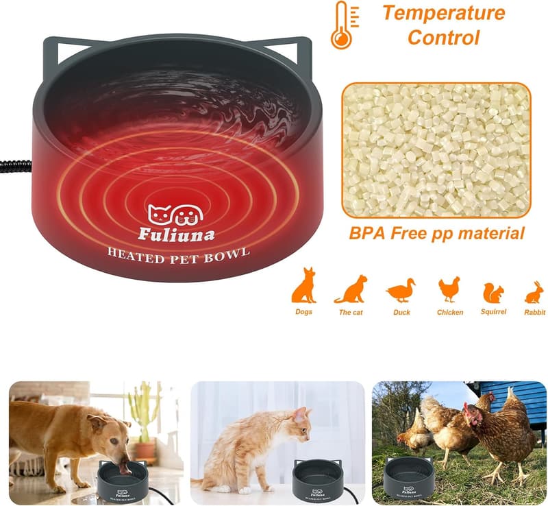 Outdoor Heated Pet Bowl - 0.85 Gal with Chew-Resistant Cord