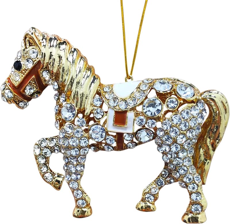 Horse Ornament 2025 with Rhinestones for Christmas Tree