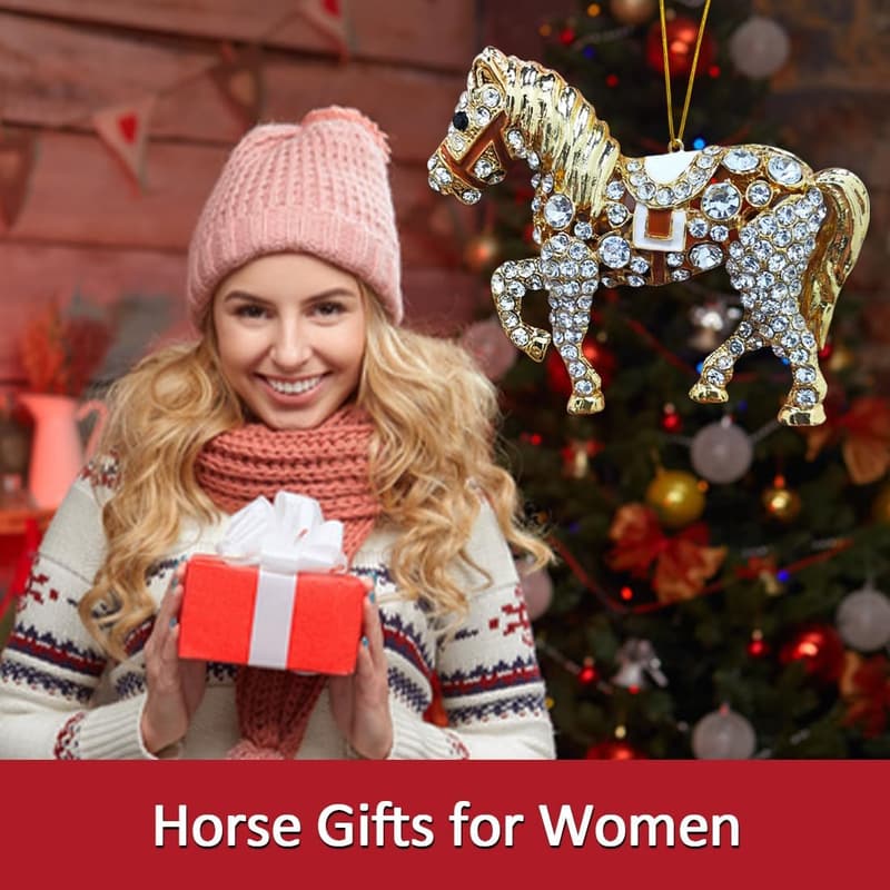 Horse Ornament 2025 with Rhinestones for Christmas Tree