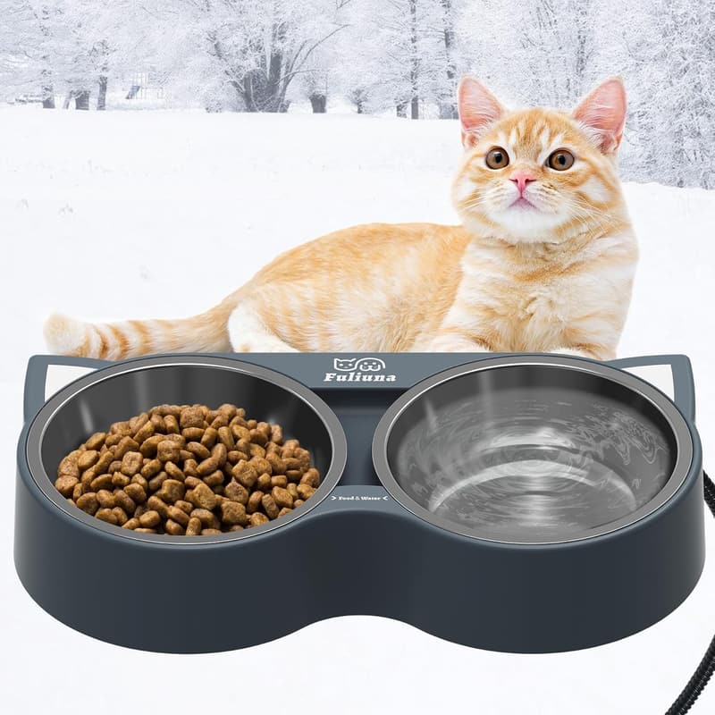 Heated Cat Bowl - Double Stainless Steel, 23 Oz Thermal Design