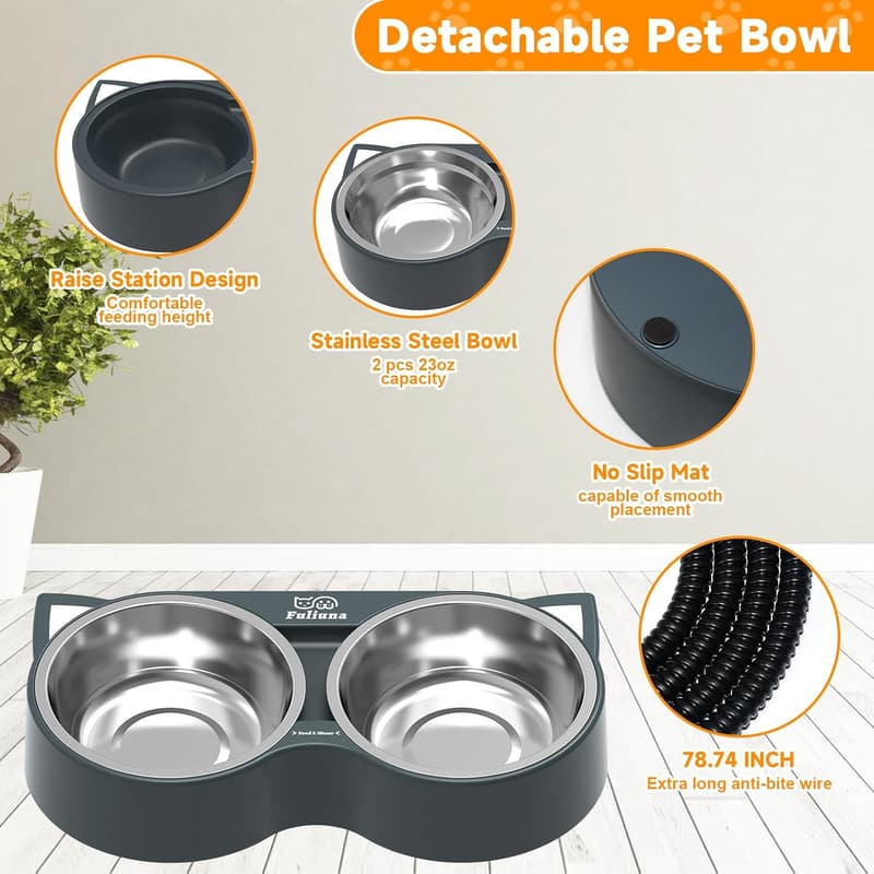 Heated Cat Bowl - Double Stainless Steel, 23 Oz Thermal Design