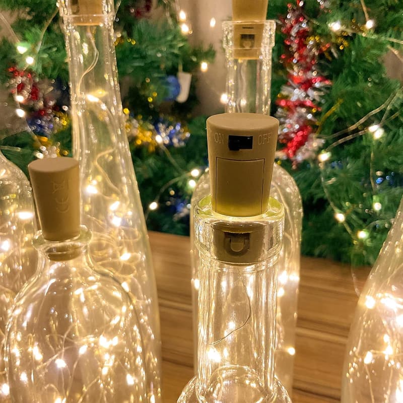10 Pack Fairy Cork Wine Bottle Lights, 6.6 Ft, Warm White