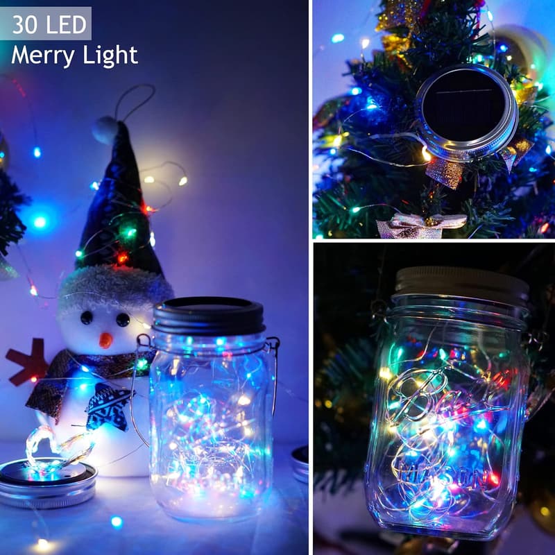 Colorful Solar Mason Jar Fairy Lights for Outdoor Decor
