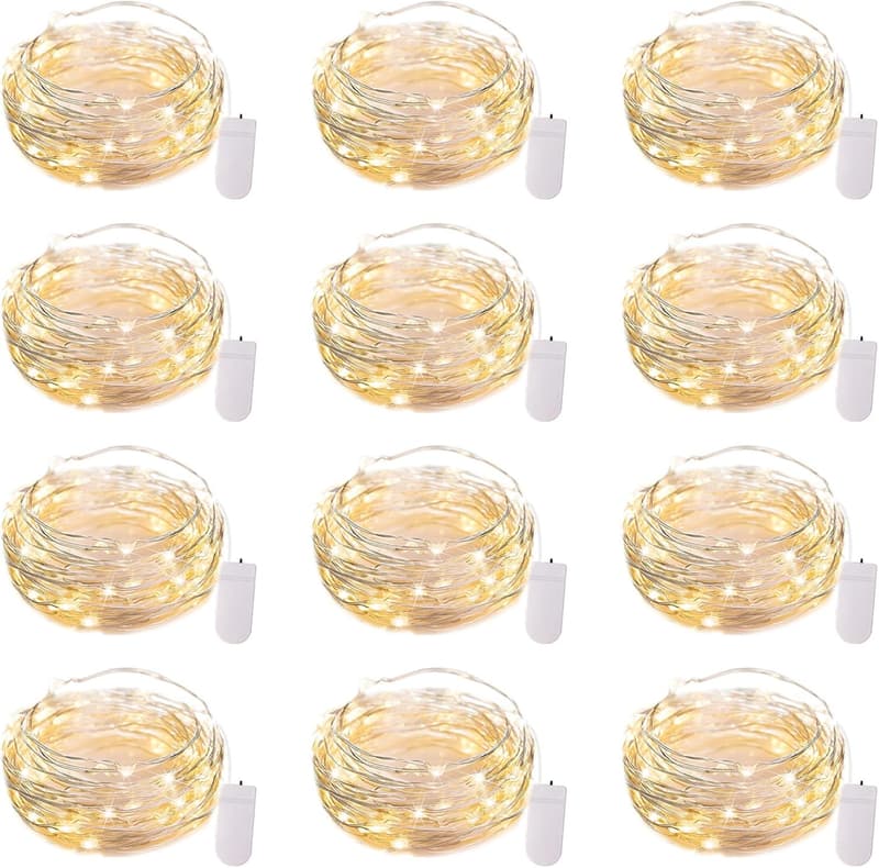 12 Pack Battery Operated LED Fairy Lights for Weddings & Parties