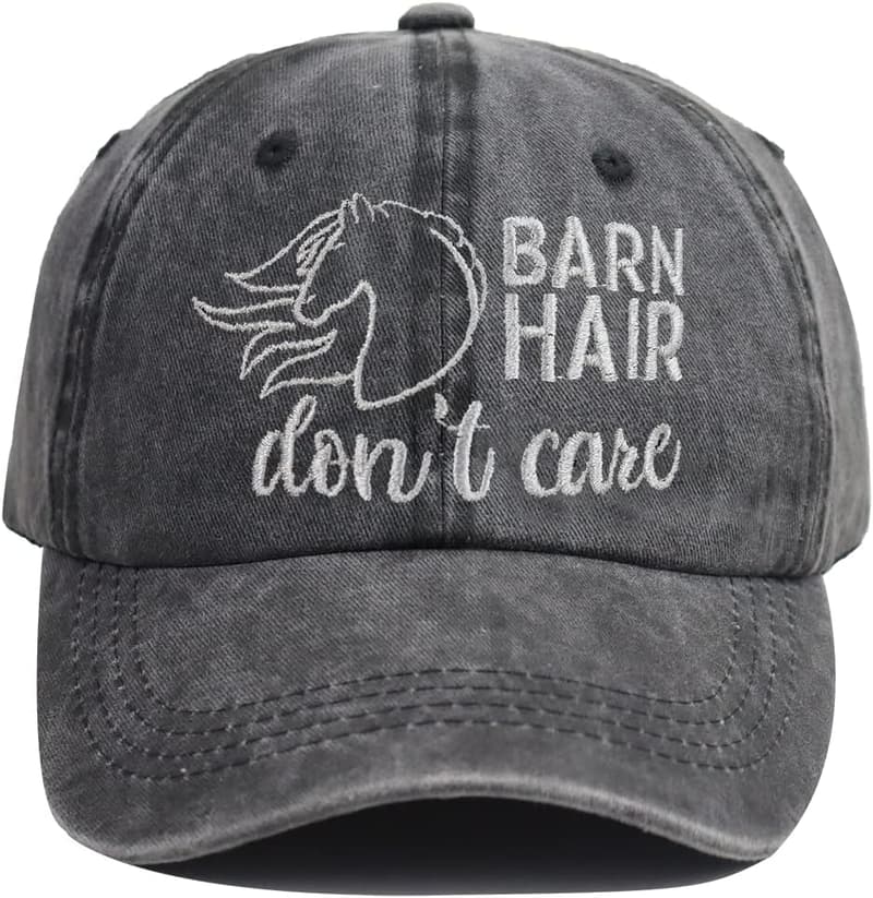 Horse Lovers Adjustable Ponytail Cap - Embroidered Cotton Hat