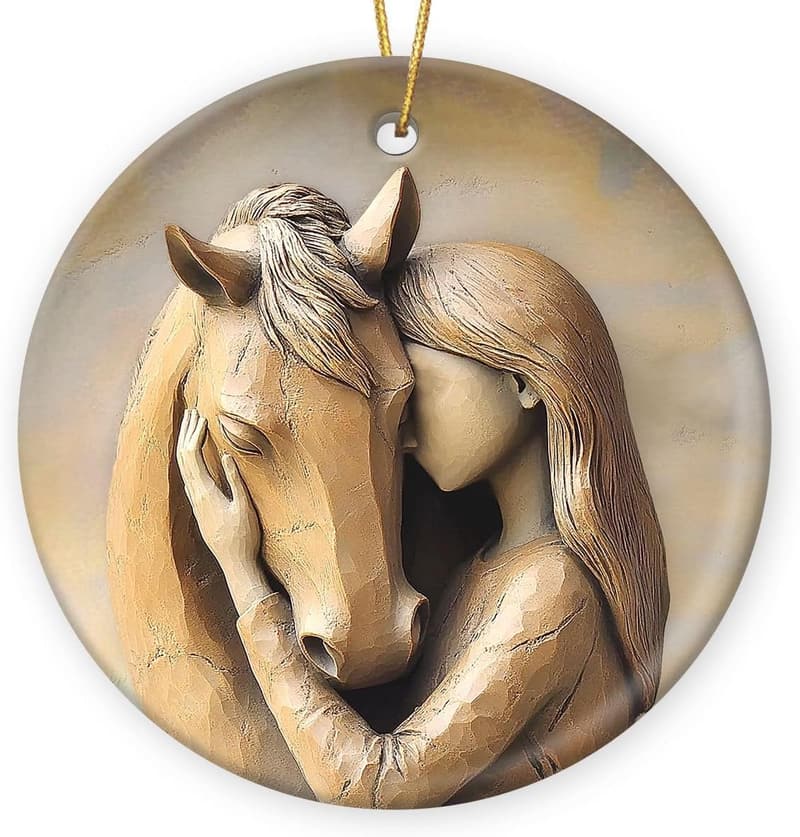 2024 Christmas Horse Ornaments, Double-Sided Ceramic Decor