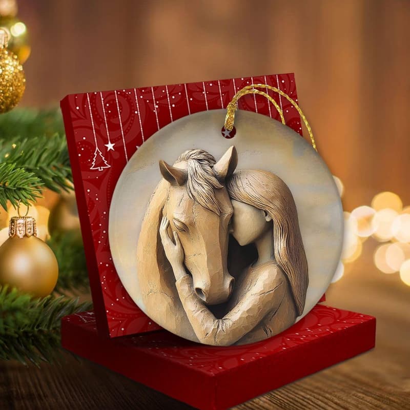 2024 Christmas Horse Ornaments, Double-Sided Ceramic Decor