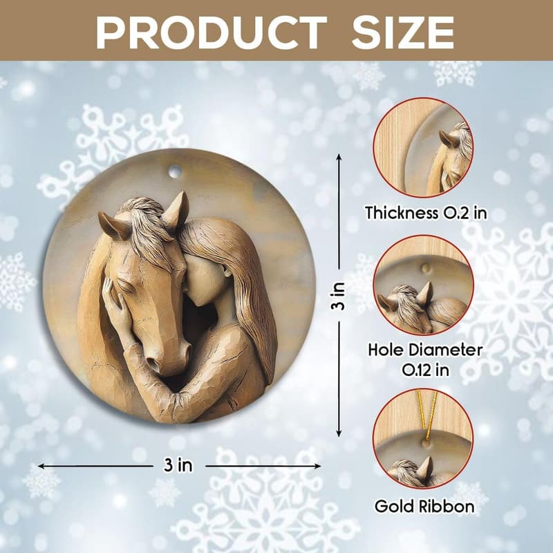 2024 Christmas Horse Ornaments, Double-Sided Ceramic Decor