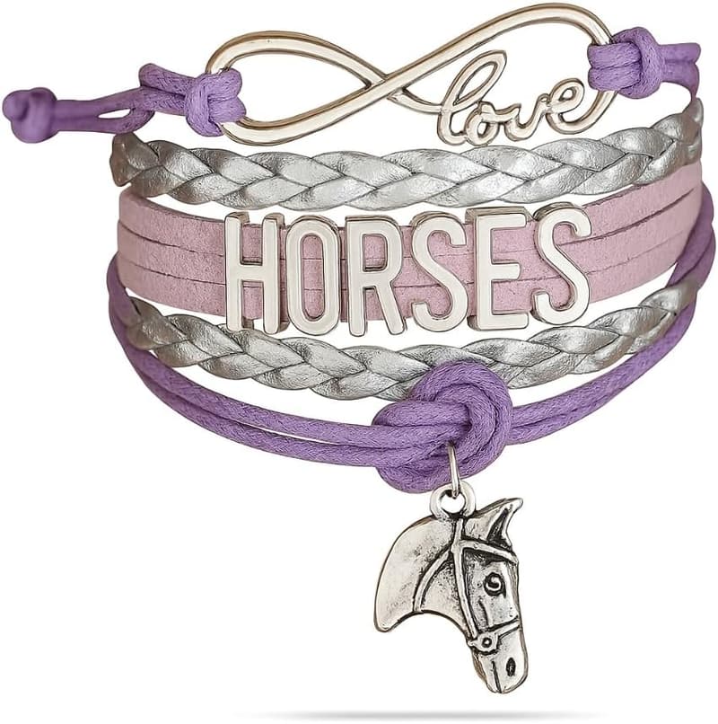 Teal & Silver Infinity Horse Bracelet - Equestrian Jewelry Gift