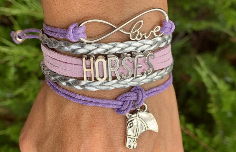 Teal & Silver Infinity Horse Bracelet - Equestrian Jewelry Gift