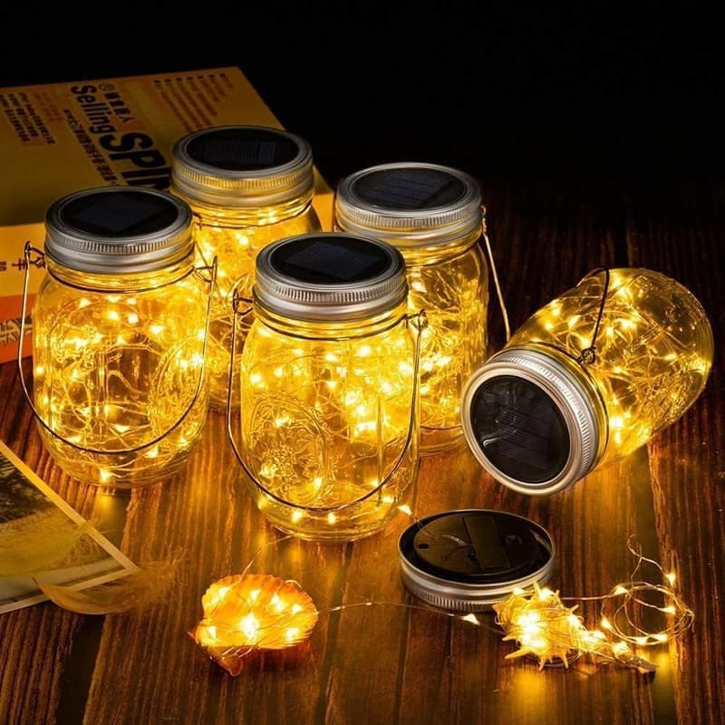 Warm White 30 LED Solar Mason Jar Lid Lights - 10 Pack