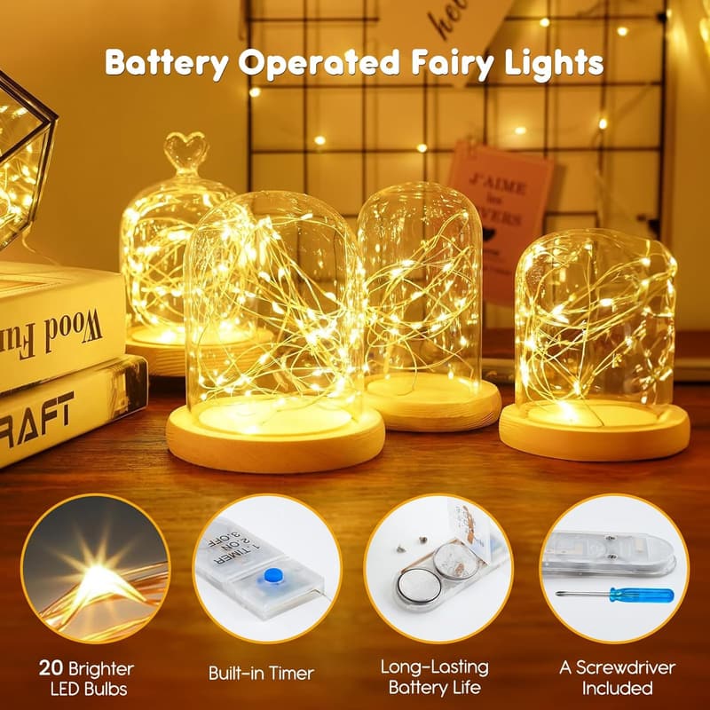 7ft Battery Operated Fairy Lights with Timer - 20 LED for Weddings